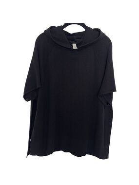 Lululemon Black Knit Opened Up Hooded Poncho Sweater Size XS/S Cashmere Blend
